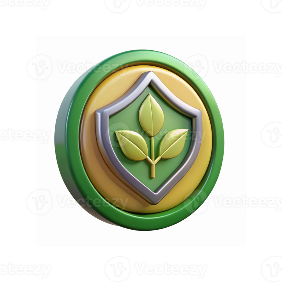 Green Shield Icon with Leaf Symbol Representing Eco-Friendly Sustainability and Environmental Protection png