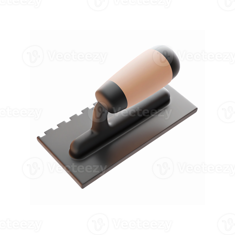 Modern Black Metal Notched Trowel with Ergonomic Beige and Black Handle for Construction Tools png