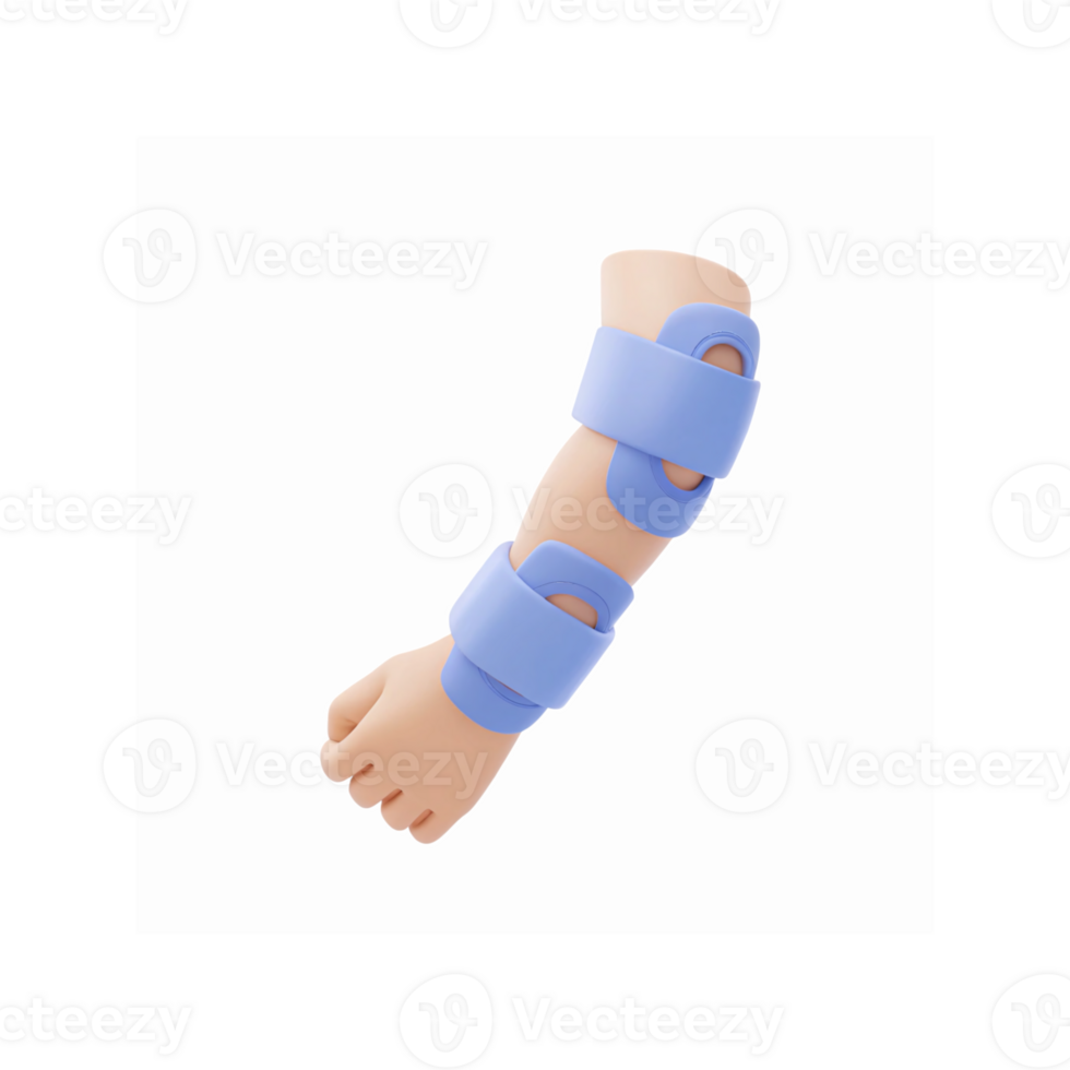 Light Skin Arm Wearing Blue Adjustable Orthopedic Support Brace Isolated on Transparent Background png