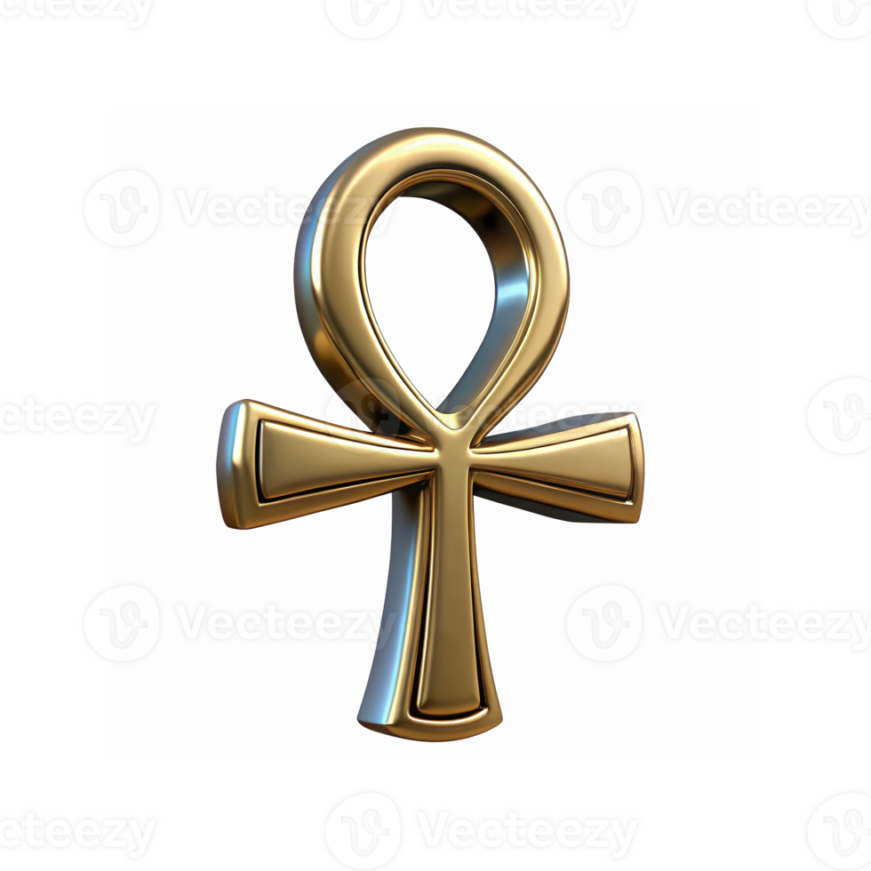 Golden Egyptian Ankh Symbol Ancient Cross Icon Spiritual Representation on Transparent Background png