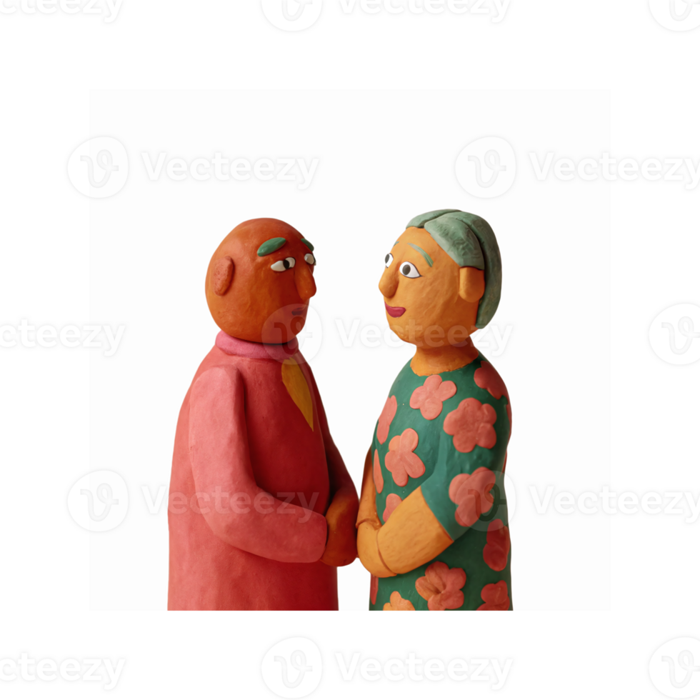 Clay Figures Representing Conversation and Connection Between Two Characters in Bright Outfits png
