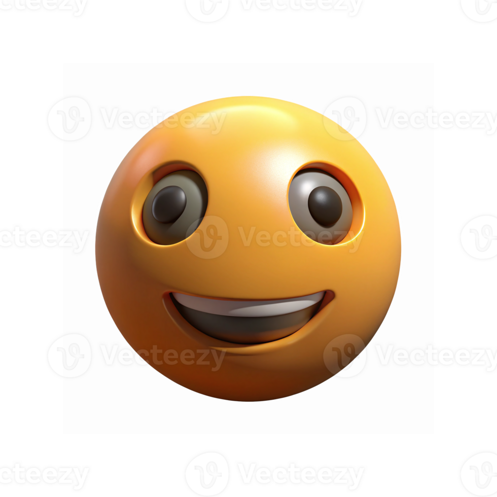 Bright Yellow Smiling Emoji Face with Big Eyes and Grinning Expression for Digital Communication png