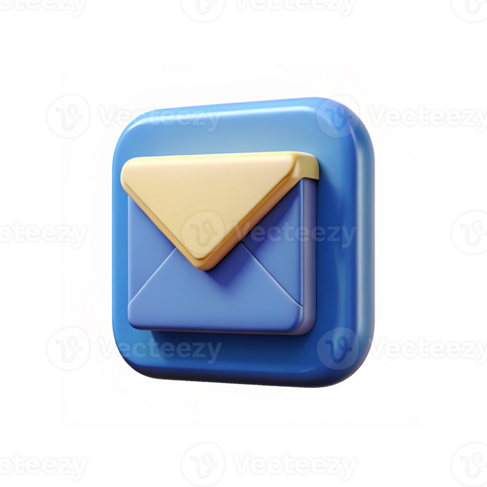 Blue And Yellow 3D Email Icon With Envelope Design On Transparent Background For Digital Communication png