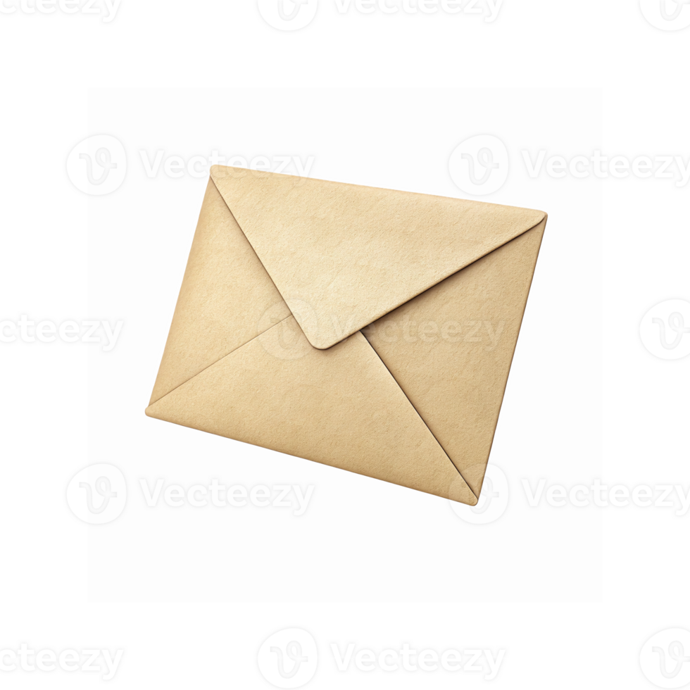 Beige Paper Envelope Simple Design for Letters Invitations or Documents Transparent Background png