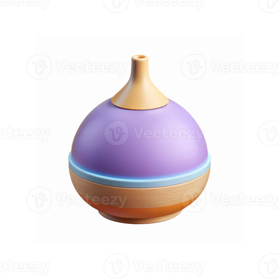Purple and Beige Aromatherapy Diffuser with Wooden Base for Relaxation and Home Decor png
