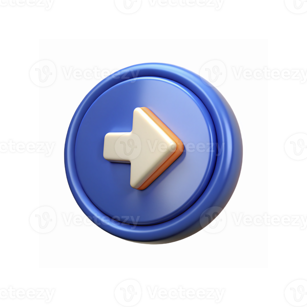 Blue Circular Button with White Arrow Icon for Interface Navigation and User Interface Design png