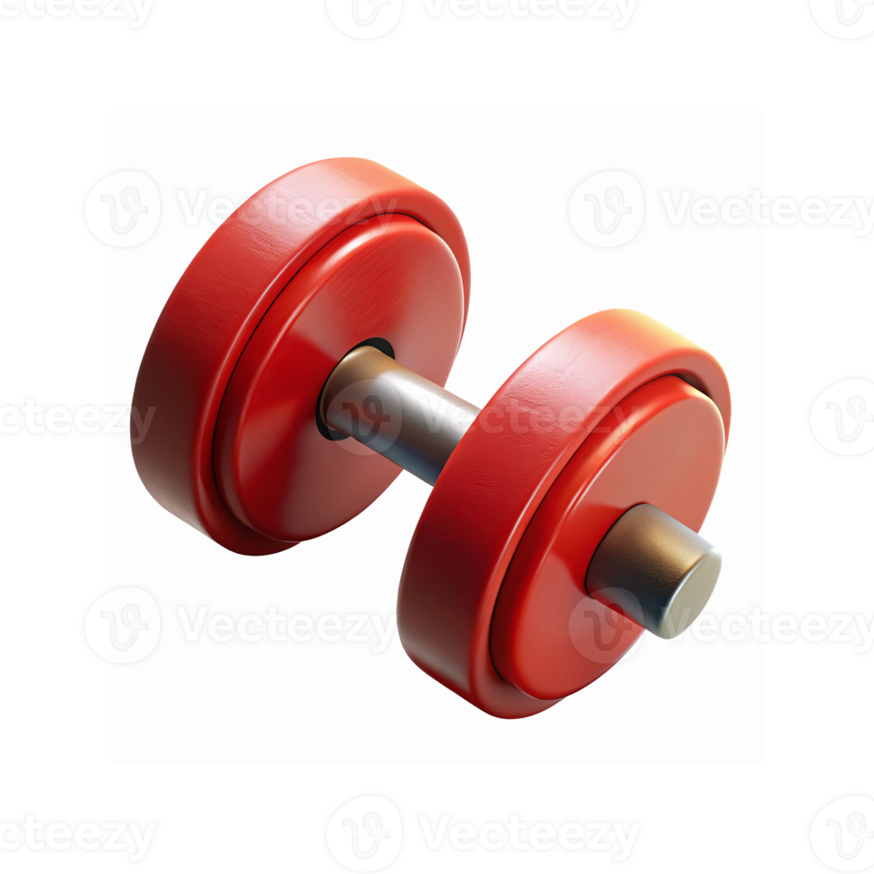 Red Dumbbell for Weight Training and Fitness Workouts Isolated on Transparent Background png