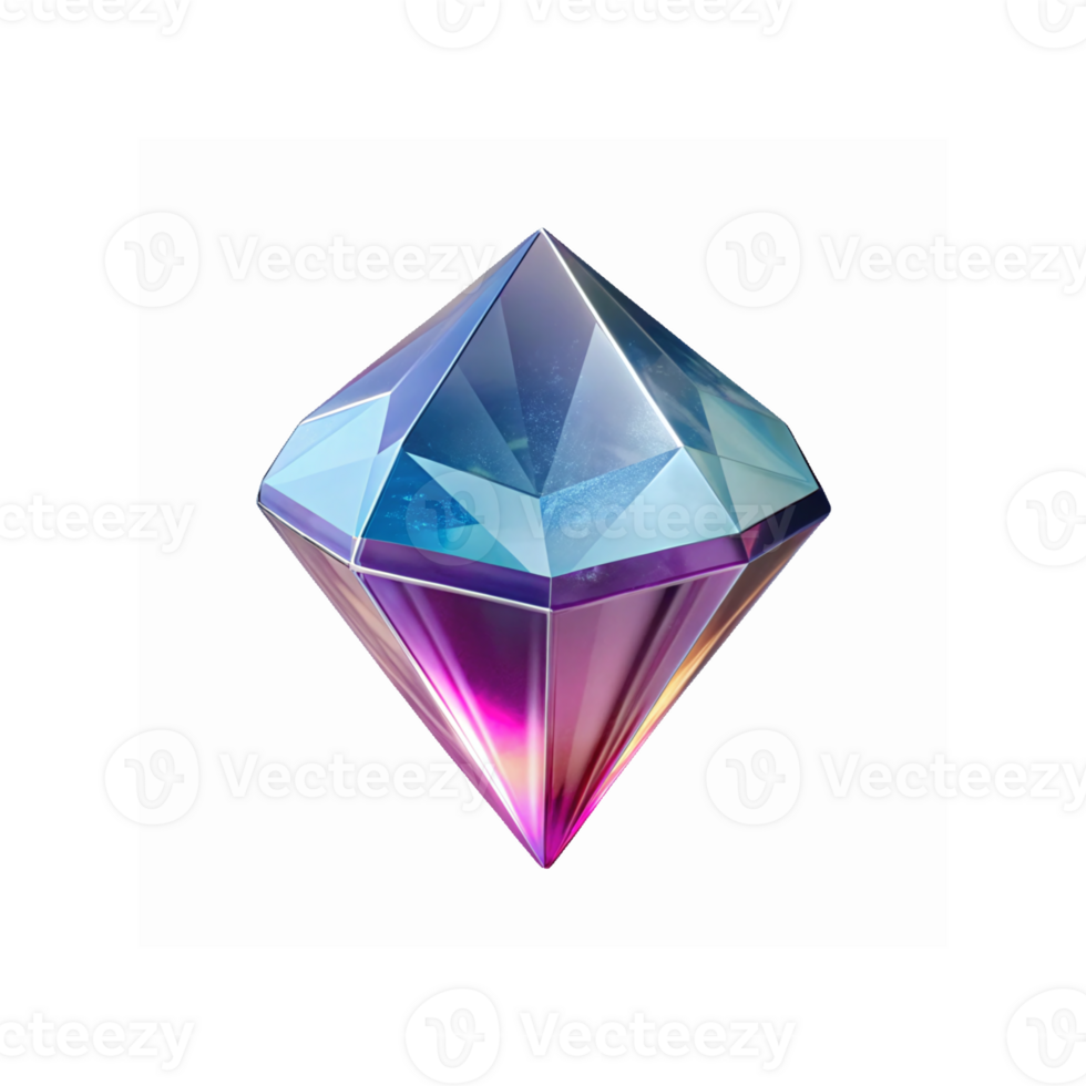 Glossy Multicolor Diamond Shape Crystal Jewel with Reflective Surface and Gradient Light Effects png