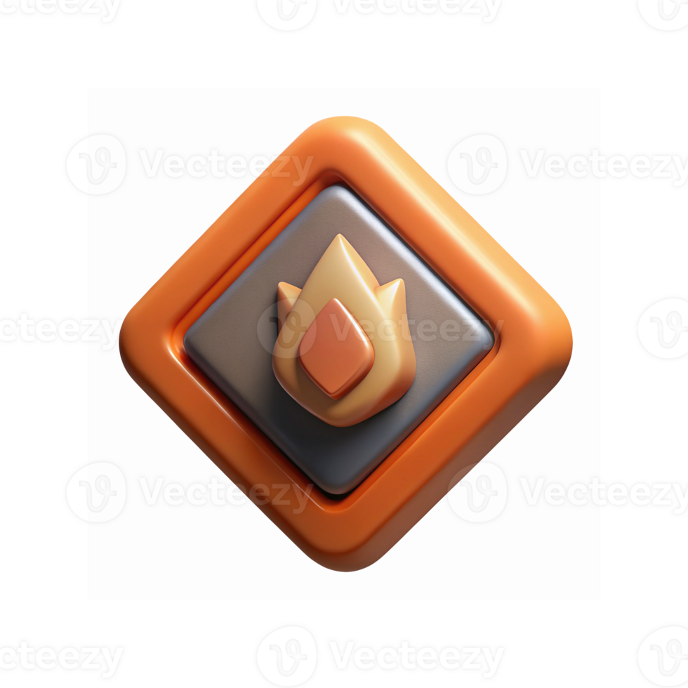3D Orange and Gray Flame Symbol Icon Design for Applications and Branding on Transparent Background png