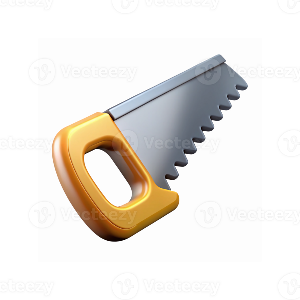 Metal Handsaw With Orange Handle For Carpentry And Woodworking On Transparent Background png