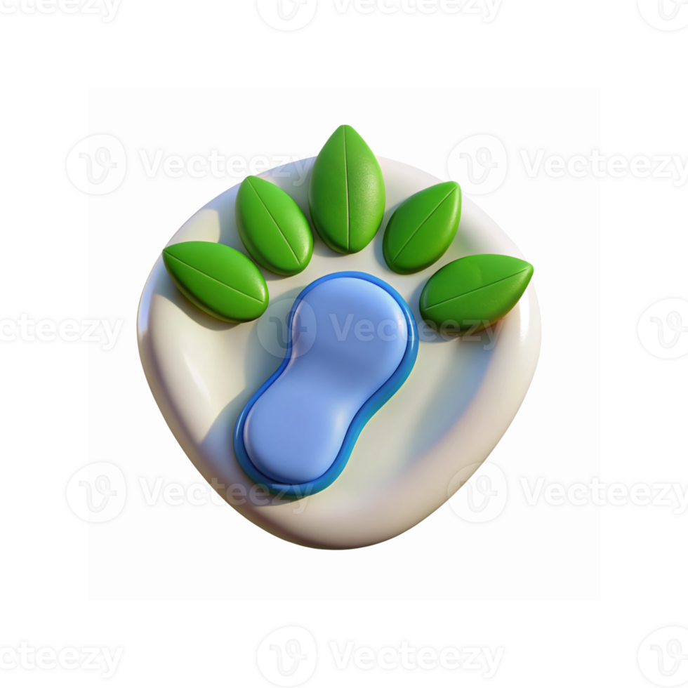 Eco Friendly Paw Print Icon with Blue Center and Green Leaf Design for Sustainability Concepts png