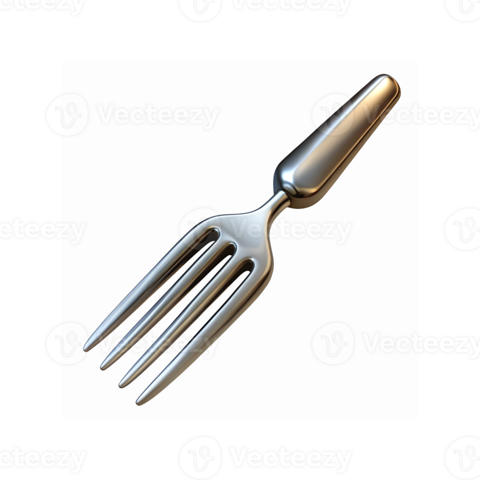 Shiny Stainless Steel Fork with Silver Finish for Dining and Cooking Utensil Isolated on Transparent Background png