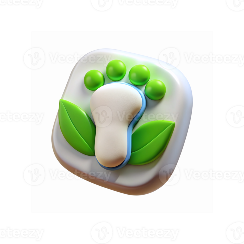 Eco Friendly Footprint Icon with Green Leaves and White Background for Environmental Awareness png