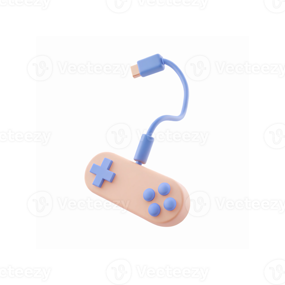 Minimalist Pastel Gaming Controller with USB Cable on Transparent Background for Digital Design png