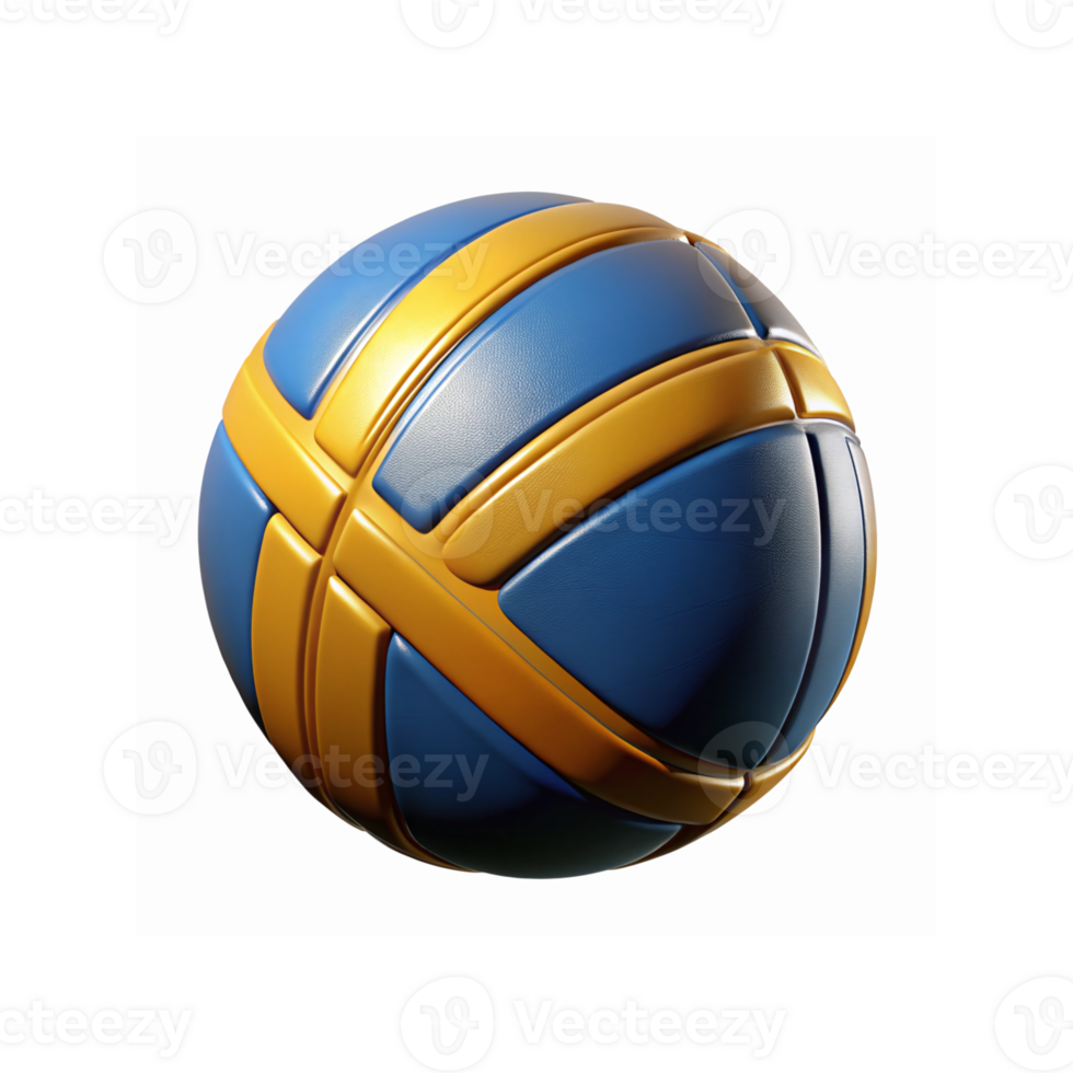 Modern Blue and Gold Textured Spherical Design Object with Crossed Pattern for Sports and Branding Concepts png