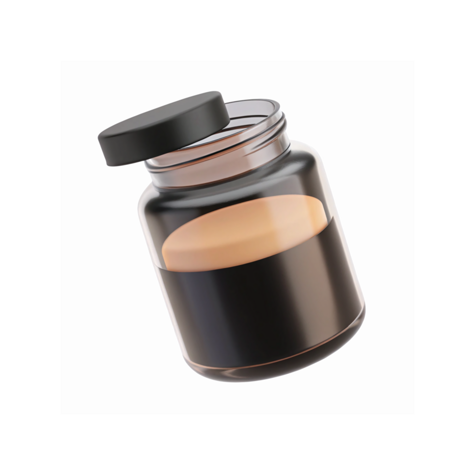 Black Sealed Glass Jar with Beige Content Isolated on Transparent Background for Storage and Packaging png