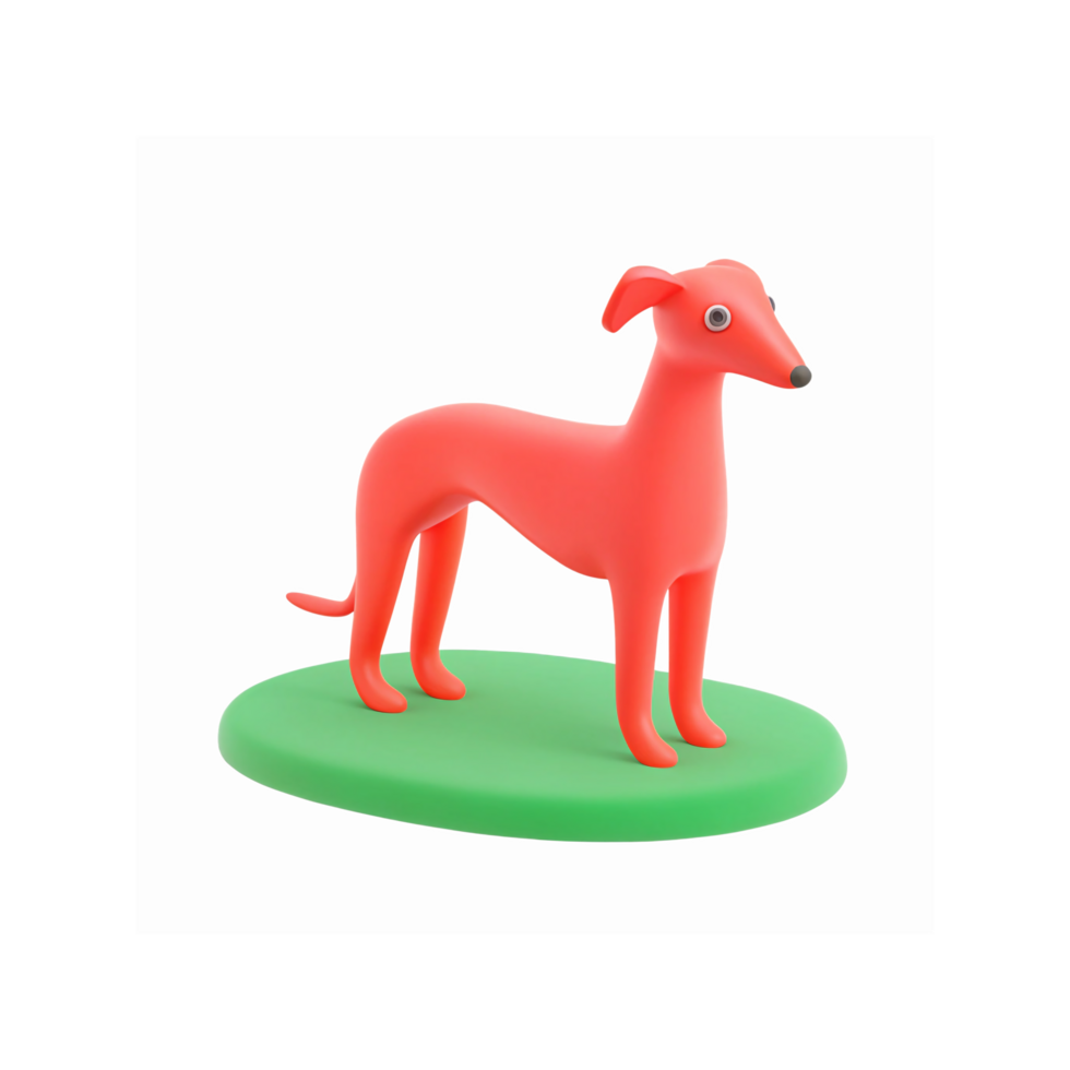 Vibrant Pink Cartoon Dog Figurine On Green Base With Minimalist 3D Design And Transparent Background png