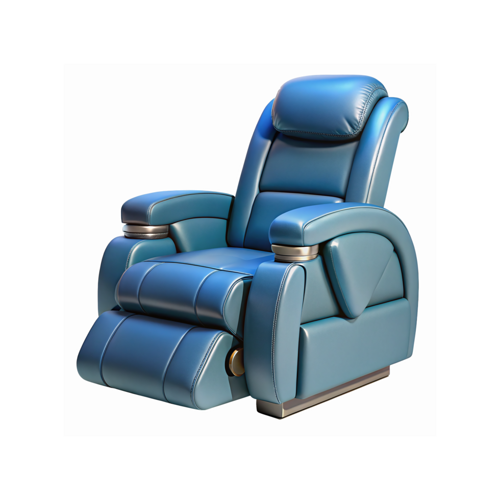 Luxurious Blue Leather Recliner Chair with Adjustable Footrest for Home Comfort and Relaxation png