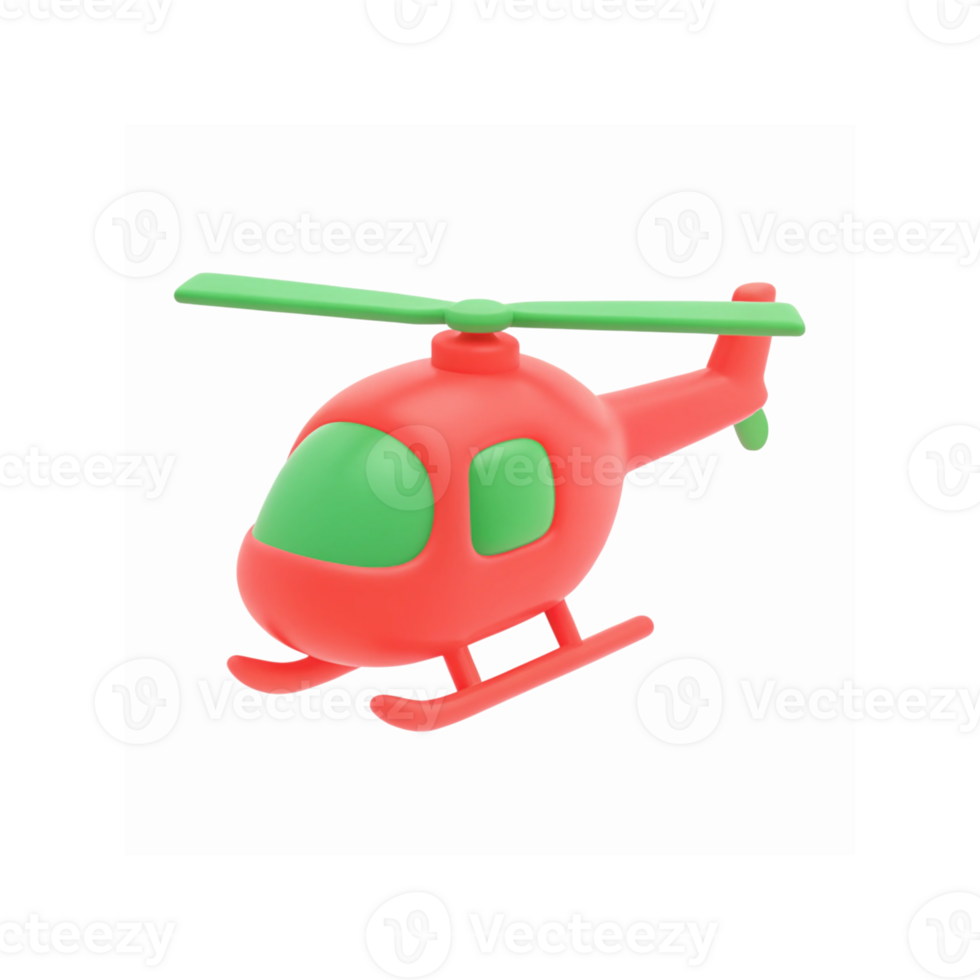 Red And Green Toy Helicopter Illustration With Transparent Background For Kids And Educational Projects png