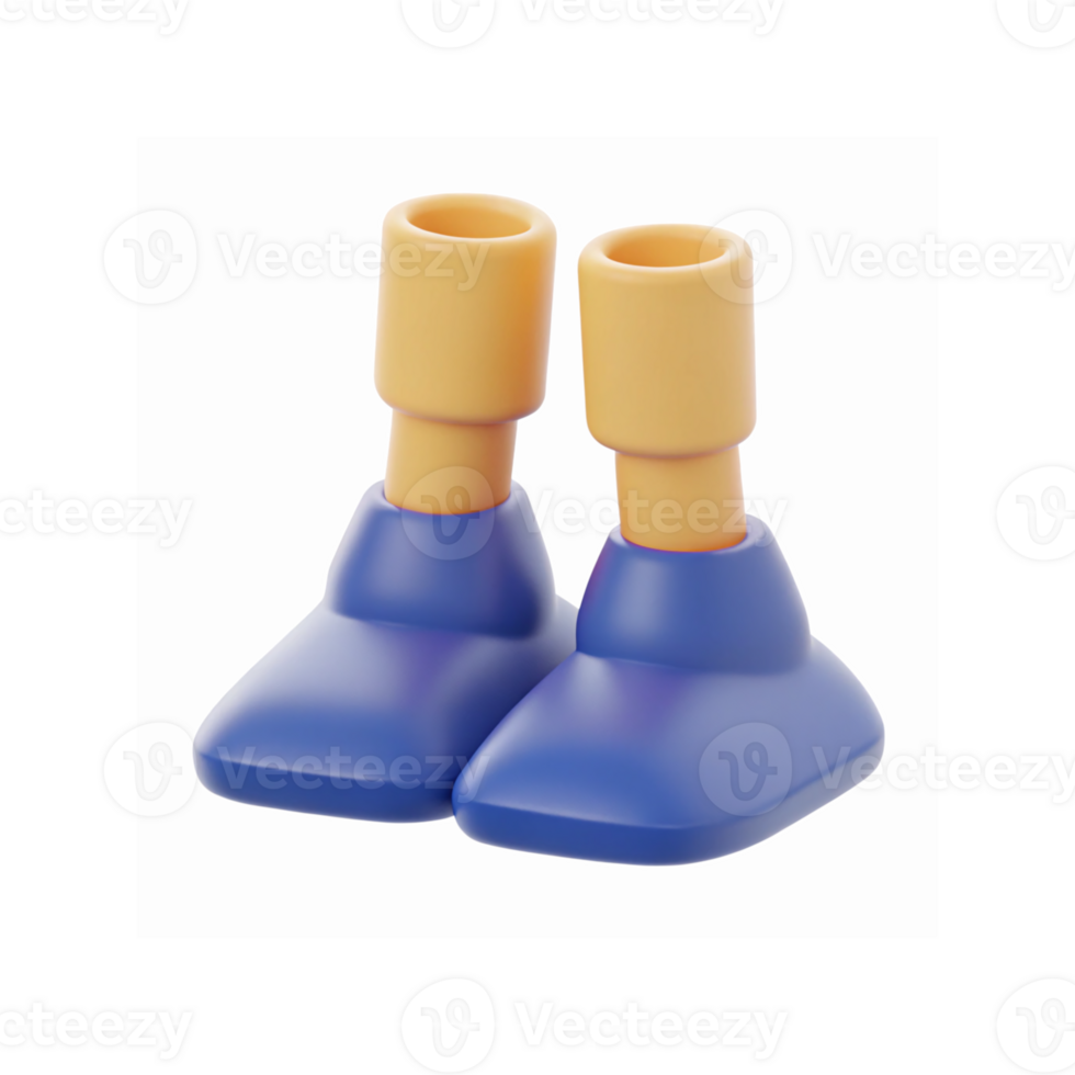 Pair of Blue Rubber Cartoon Shoes with Beige Tubular Uppers on Transparent Background for Toy Design png