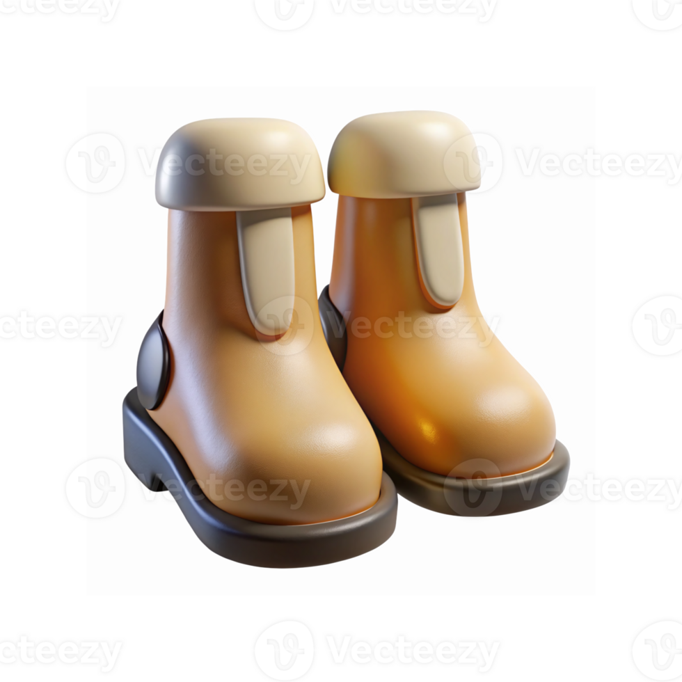 Pair of Yellow Cartoon Style Boots with Rounded Design and Smooth Texture for Illustrations and Graphics png