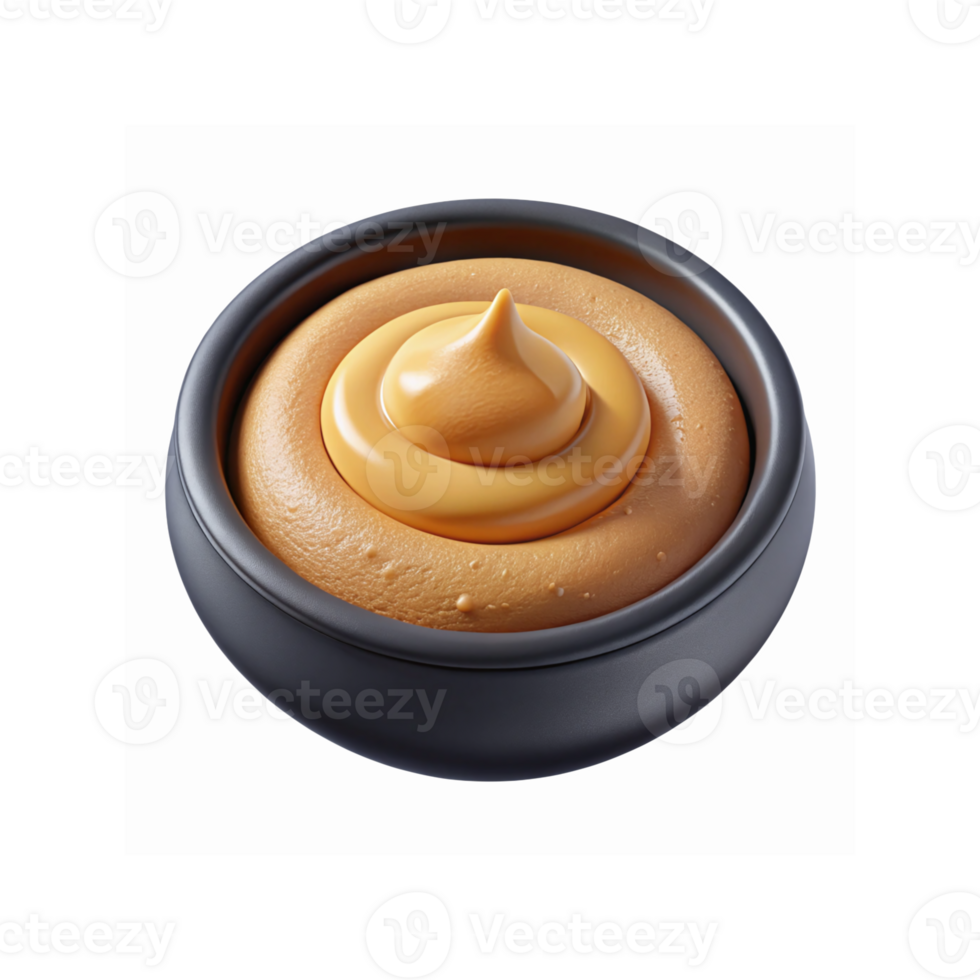 Closeup of Creamy Caramel Swirl in Black Bowl for Food and Dessert Design Inspiration png