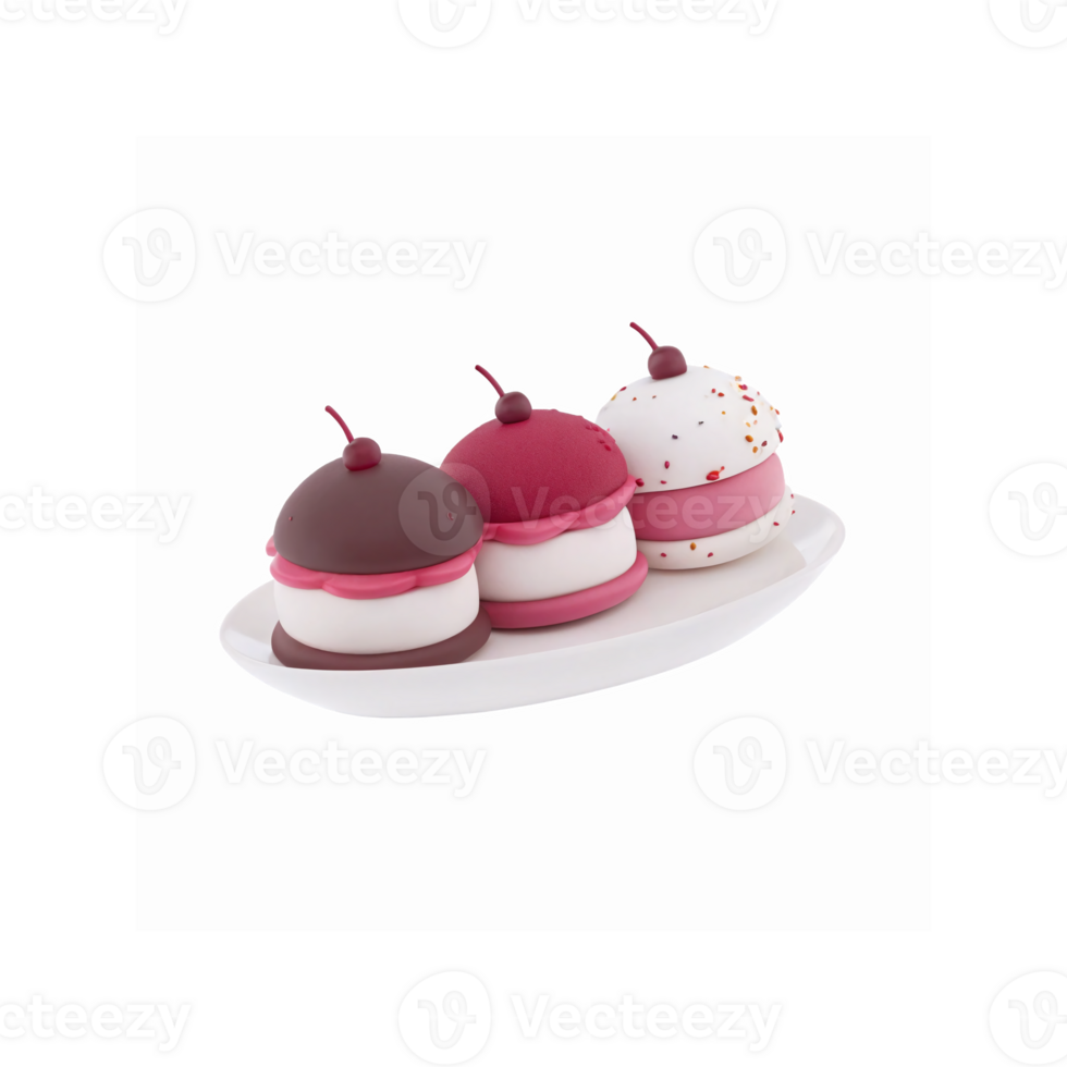 Plate of Pink and Brown Dome Shaped Pastry Desserts with Chocolate and Cream Toppings png