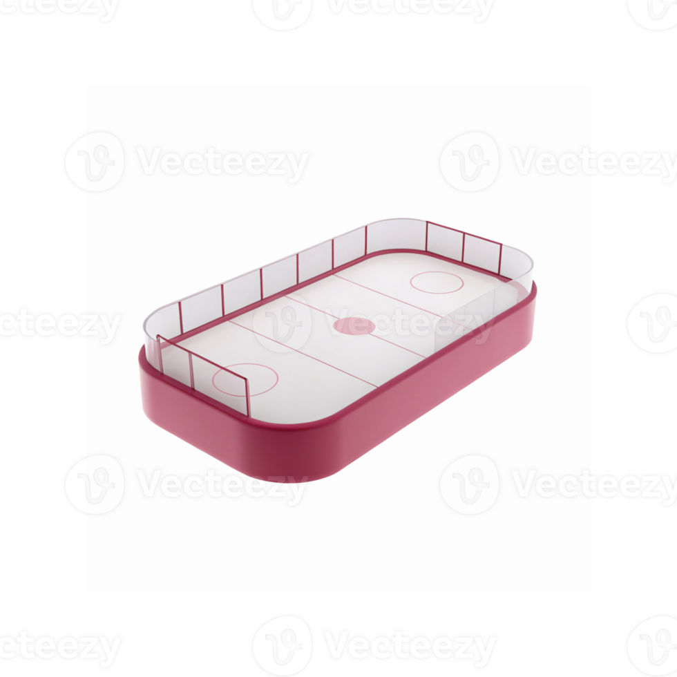 Pink Miniature Ice Hockey Rink with Clear Glass Boards and White Playing Surface on Transparent Background png