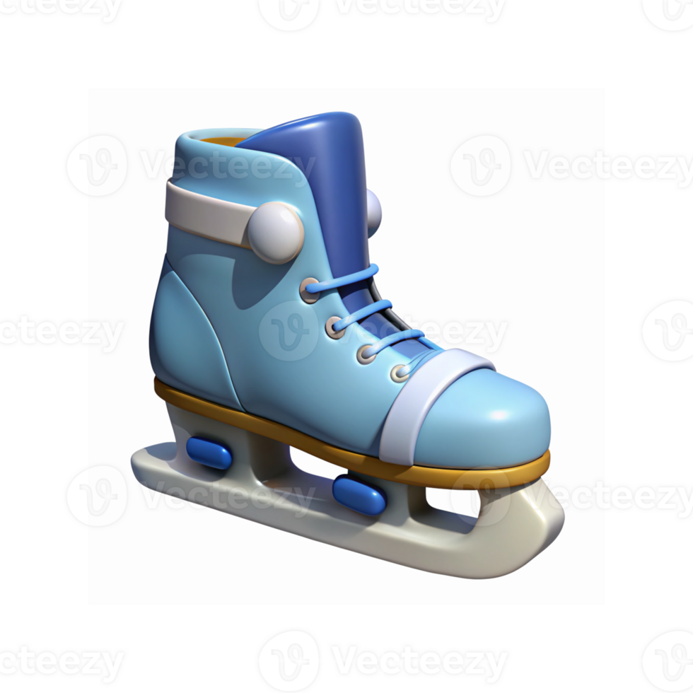 Blue Ice Skate Boot with White Blade and Lace Design for Winter Sports and Skating Activities png