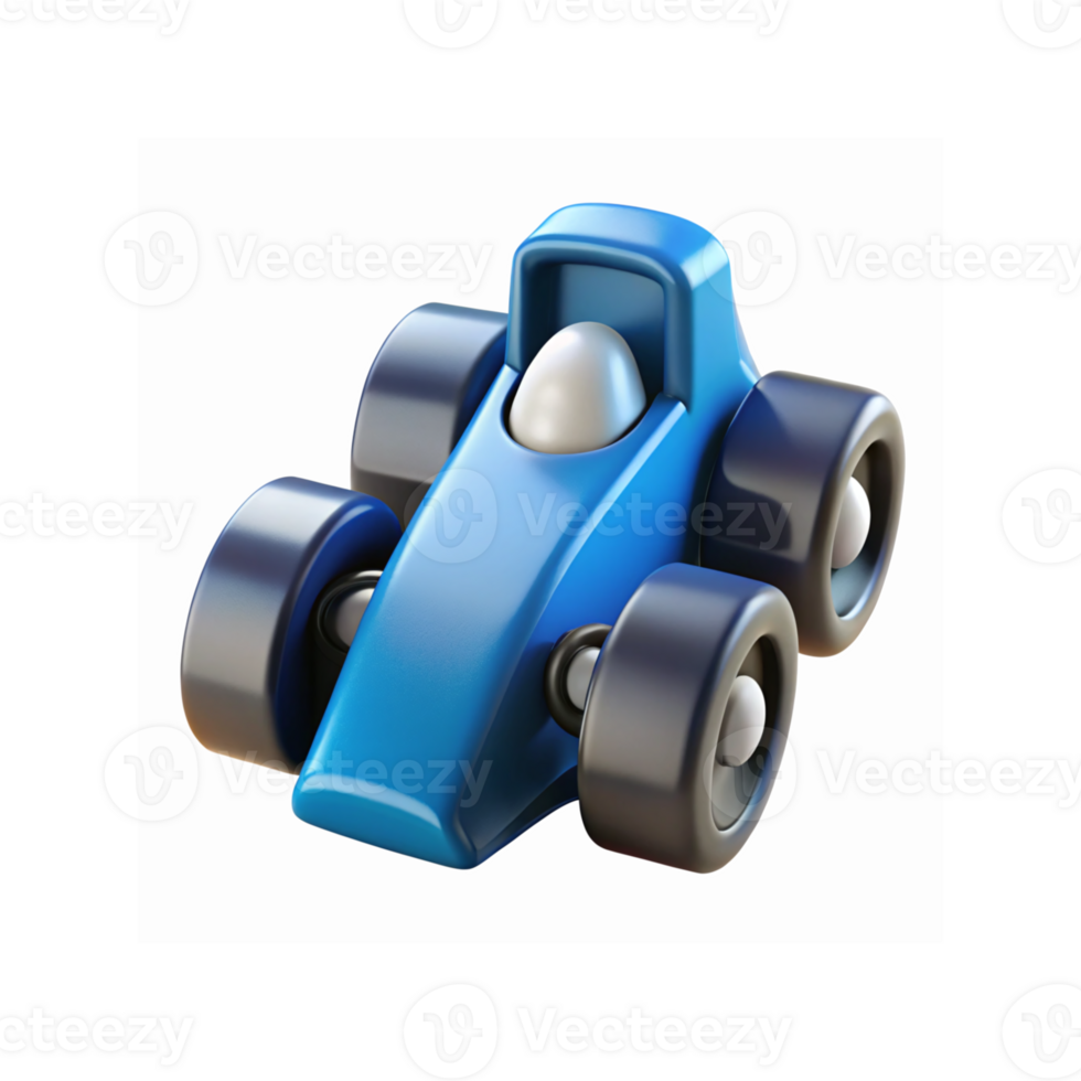 Blue Toy Racing Car with Large Wheels and Modern Design For Kids and Game Illustration png
