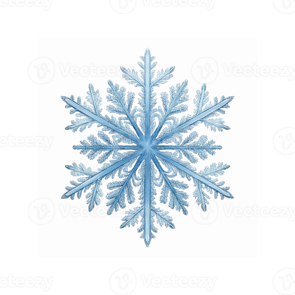 Intricate Blue Ice Snowflake Shape with Detailed Frozen Pattern on Black Background for Winter Design png