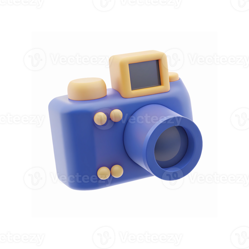 Blue And Yellow 3D Cartoon Camera Illustration For Digital Media And Designs png