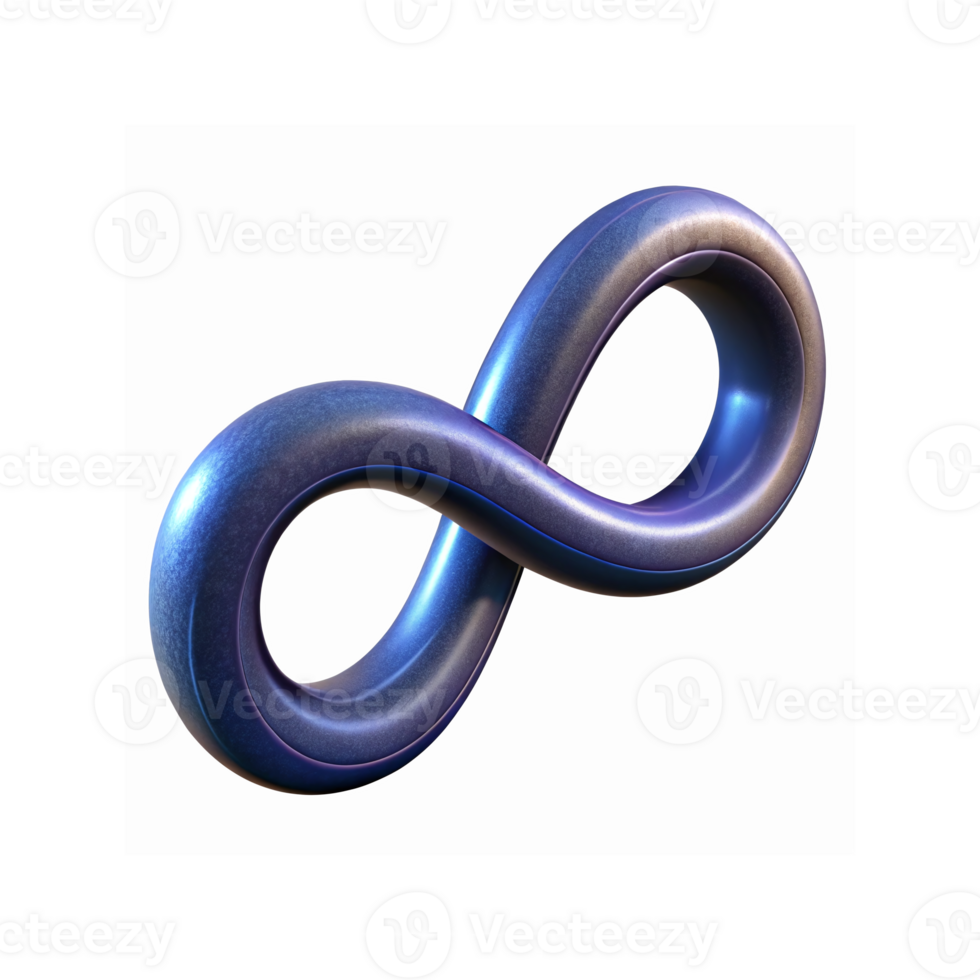 Glossy Metallic Infinity Symbol with Gradient Blue and Purple Colors on Transparent Background png