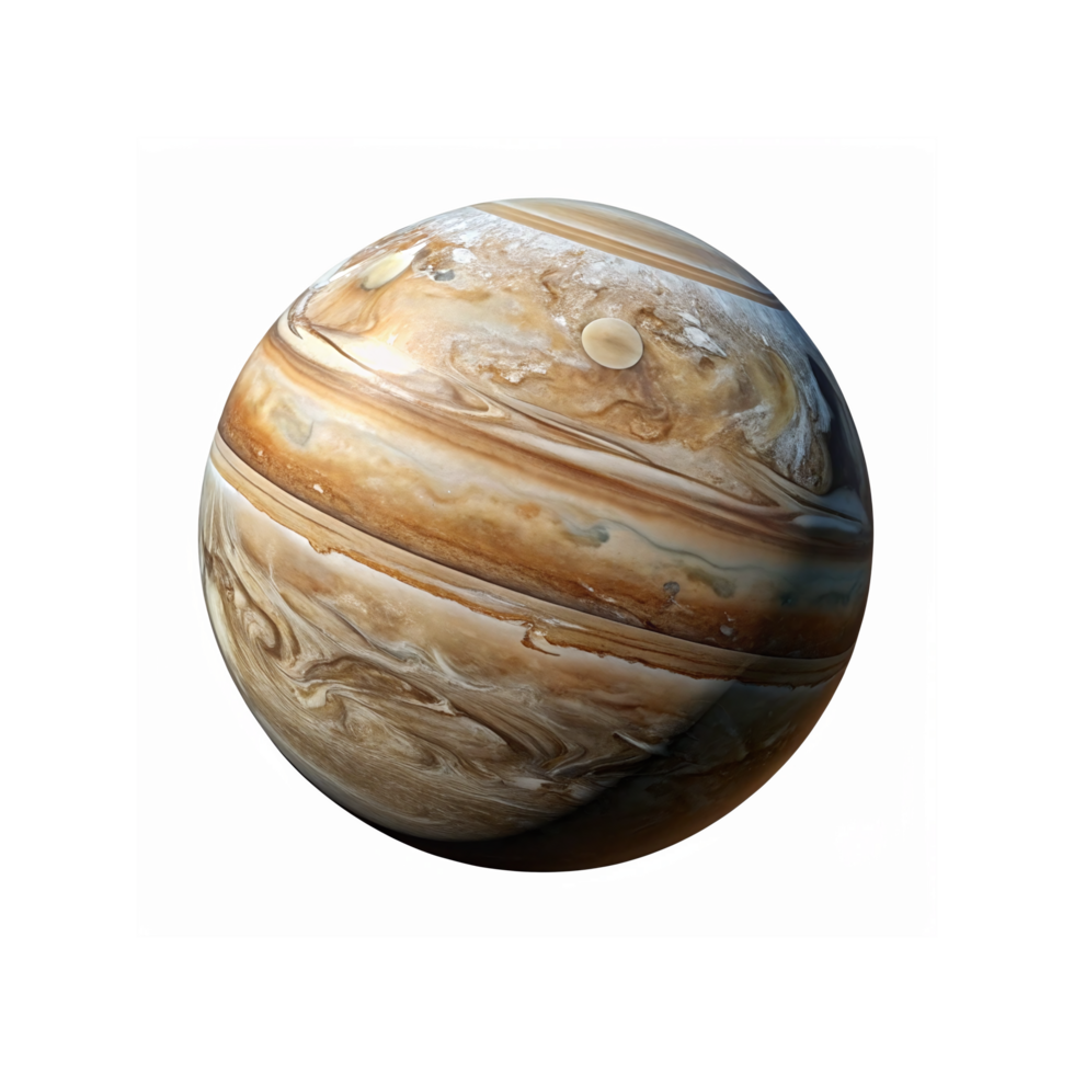Detailed Realistic Jupiter Planet Illustration with Swirling Brown and Beige Atmospheric Patterns png
