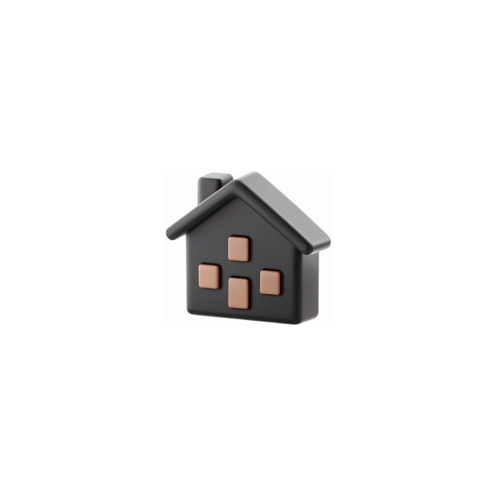 Black Minimalist House Icon with Brown Windows for Real Estate and Design Projects png