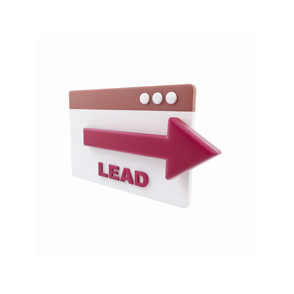 Lead Generation Concept with Red Arrow and Website Interface Design for Marketing Usage png