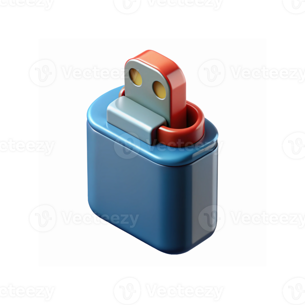 Modern Blue and Red Electrical Plug Adapter with Metallic Design for Technology and Home Use png