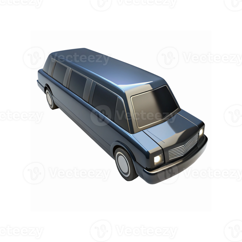 Sleek Black Limousine Vehicle with Glossy Finish and Tinted Windows on Transparent Background png