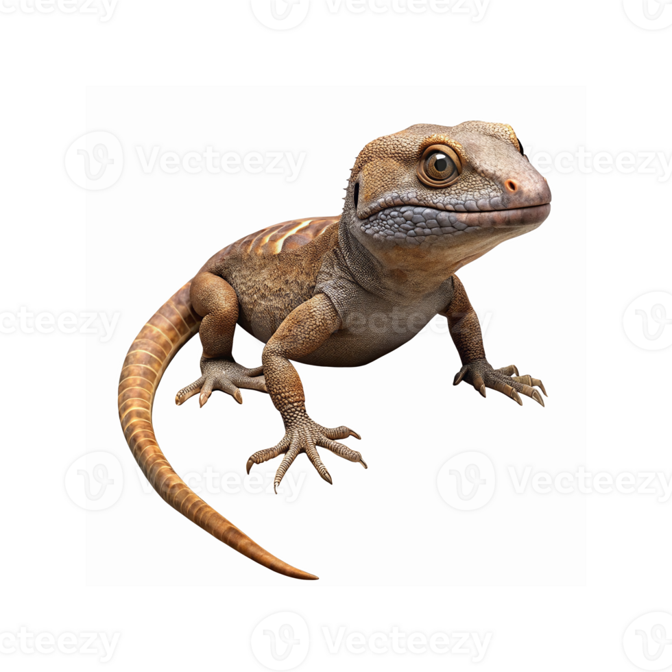 Brown Lizard with Textured Skin and Long Tail on Transparent Background for Wildlife Illustrations png