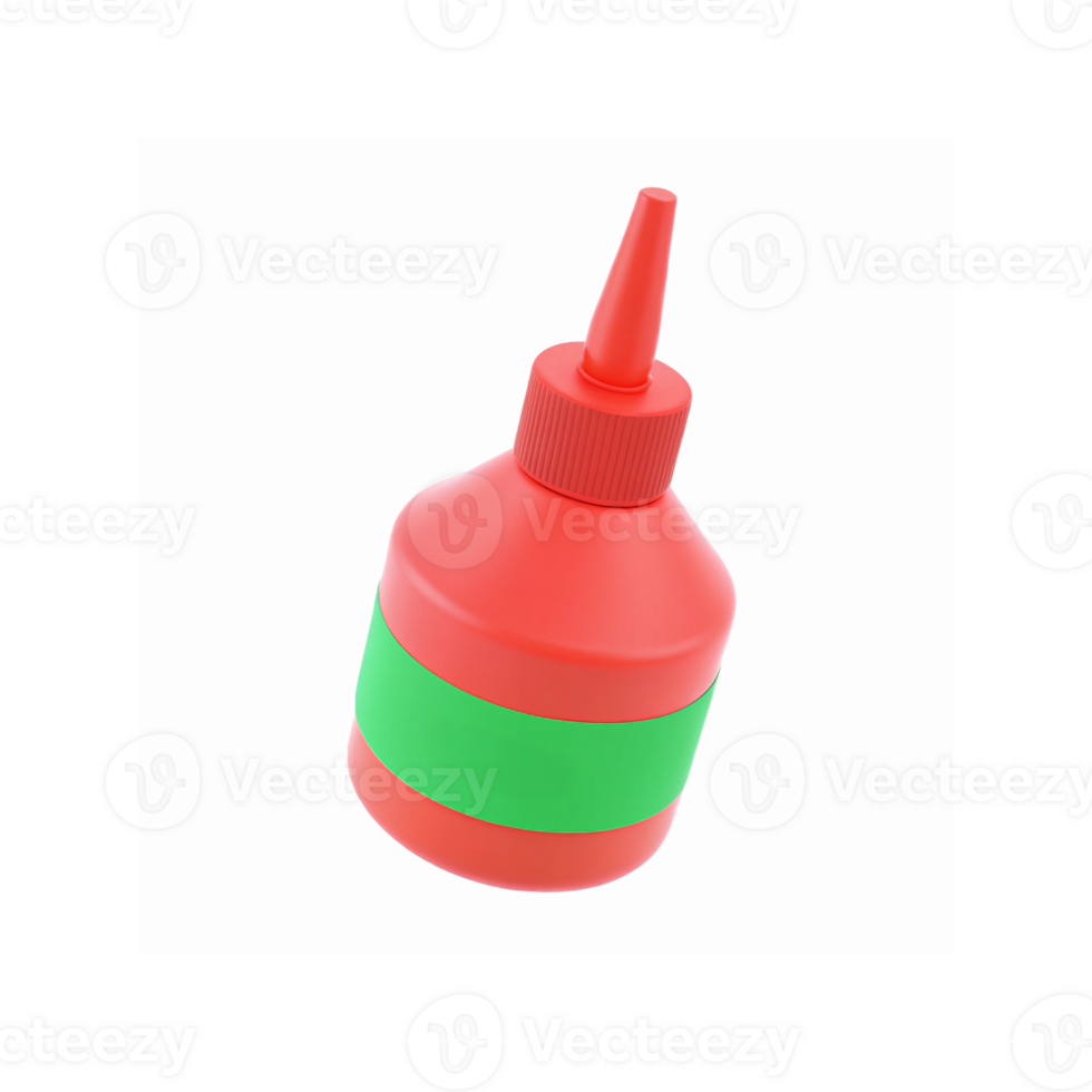 Red Plastic Bottle with Green Label and Nozzle Cap for Liquid Adhesive or Craft Supplies png