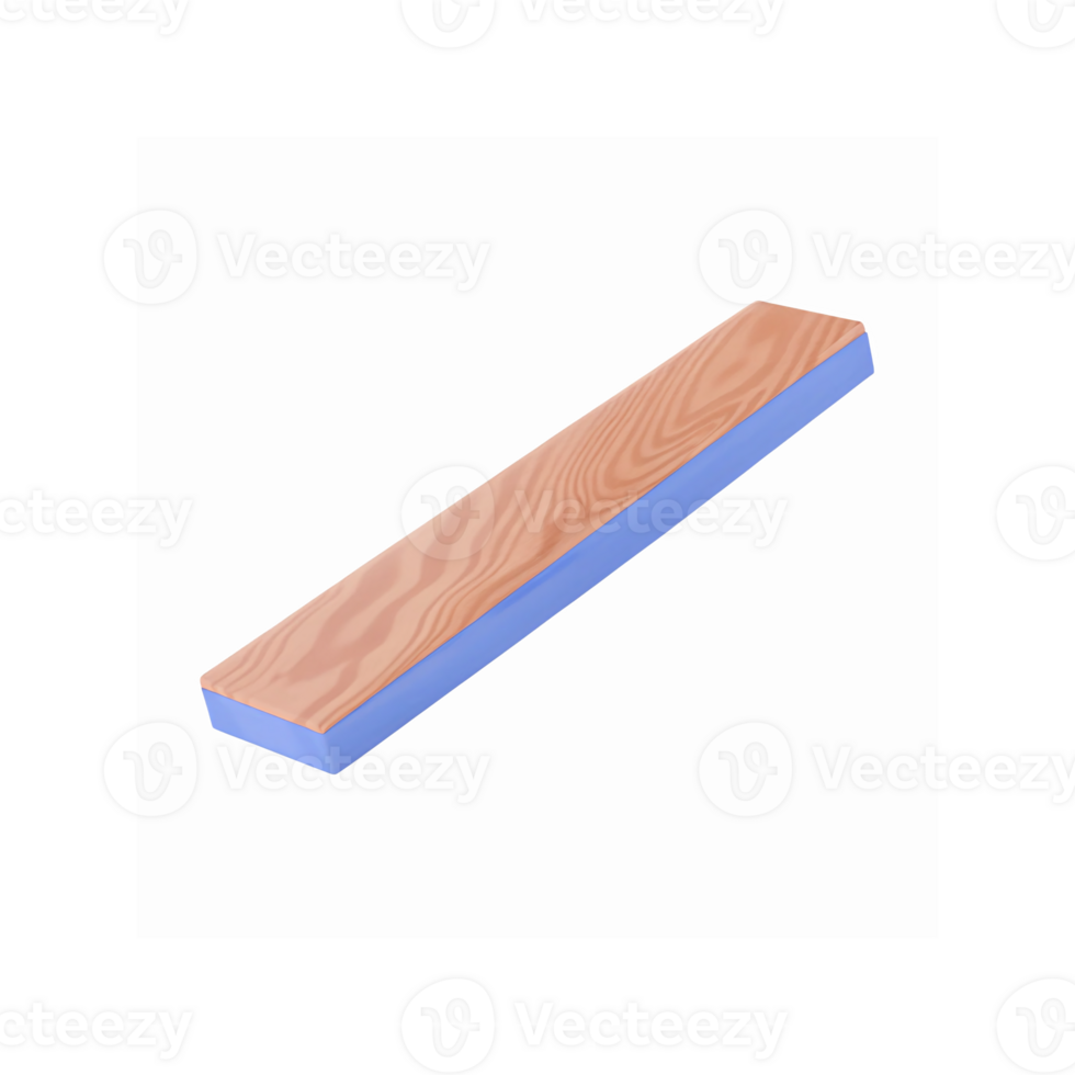 Wooden Rectangular Beam with Smooth Texture and Blue Bottom Side on Transparent Background for Construction and Design png