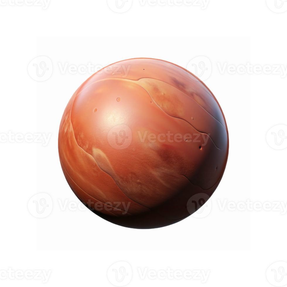 Closeup of Mars-Inspired Spherical Surface with Rusty Orange and Red Tones and Smooth Texture on Transparency png