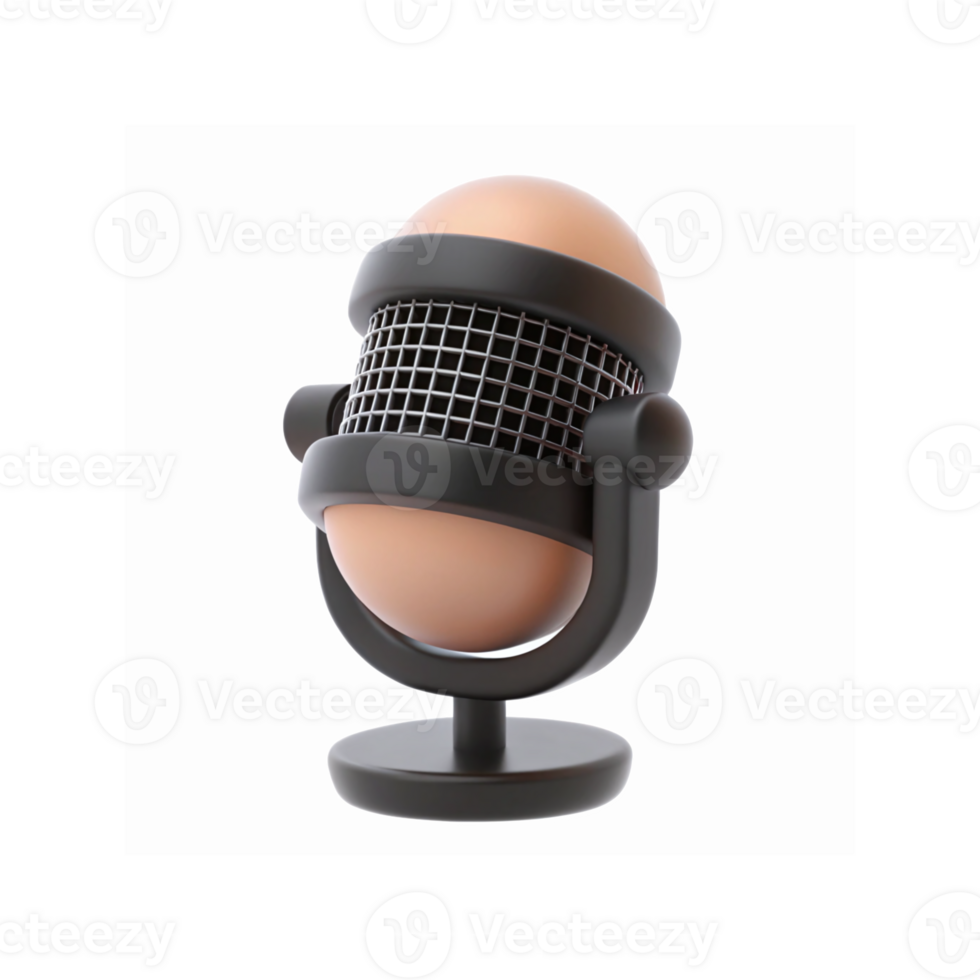 Creative Egg Shaped Microphone Concept With Metal Grill Design On Transparent Background png