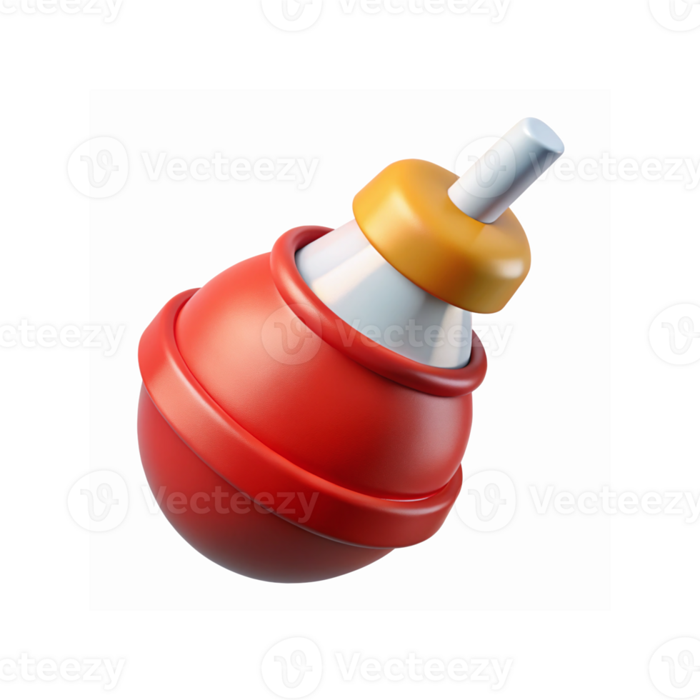 Red and Yellow Classic Spinning Toy Top with White Stem on Transparent Background for Kids Games Design png