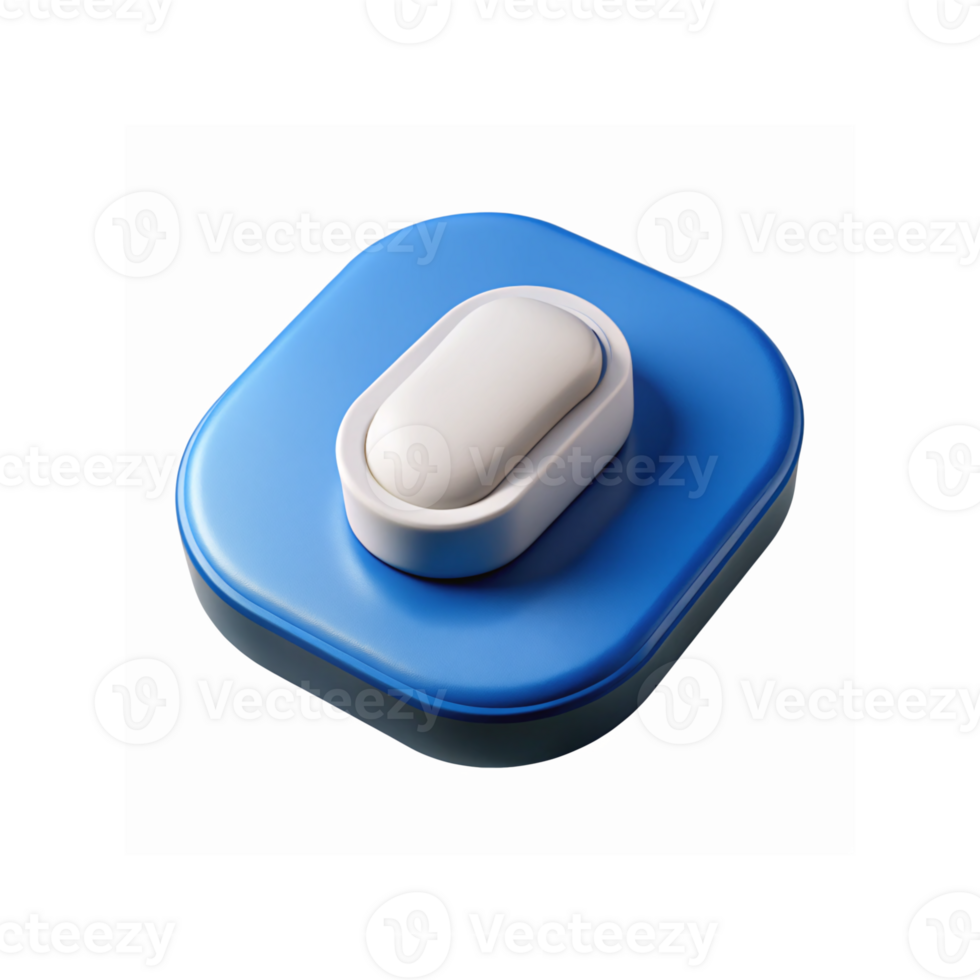 Blue Square Smart Button with White Center for Technology User Interface Design png