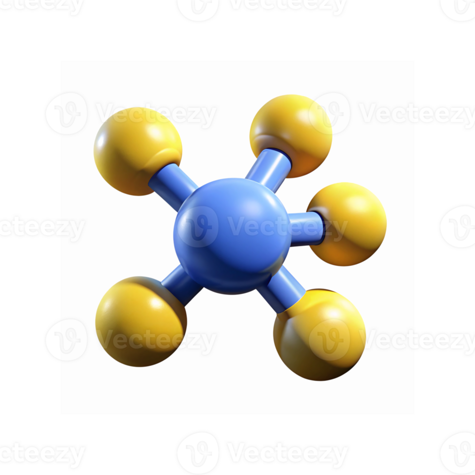 Blue And Yellow Molecular Structure Representation For Science Education And Research Concepts png