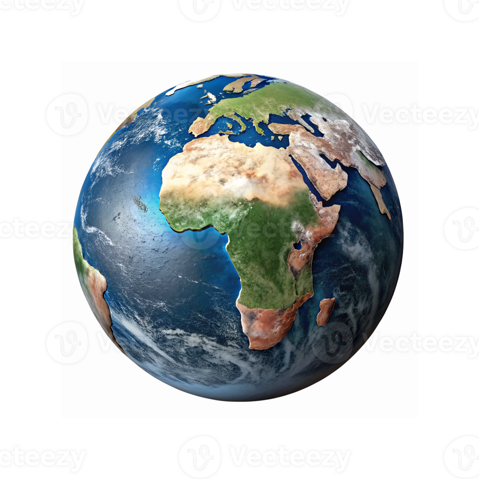High Resolution Globe View Showing Africa Europe And Middle East with Blue Oceans And Desert Landforms png