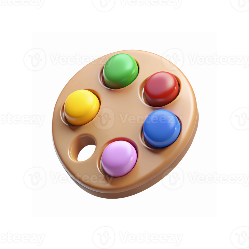 Brown Plastic Palette with Colorful Dome Buttons for Creative Kids Art and Educational Play png