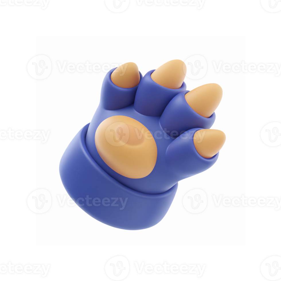 Blue Cartoon Animal Paw Shaped Toy with Claw Design Isolated on Transparent Background png