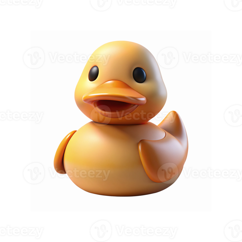 Bright Yellow Rubber Duck Toy with Rounded Design and Smiling Expression for Kids Play and Bath Time png